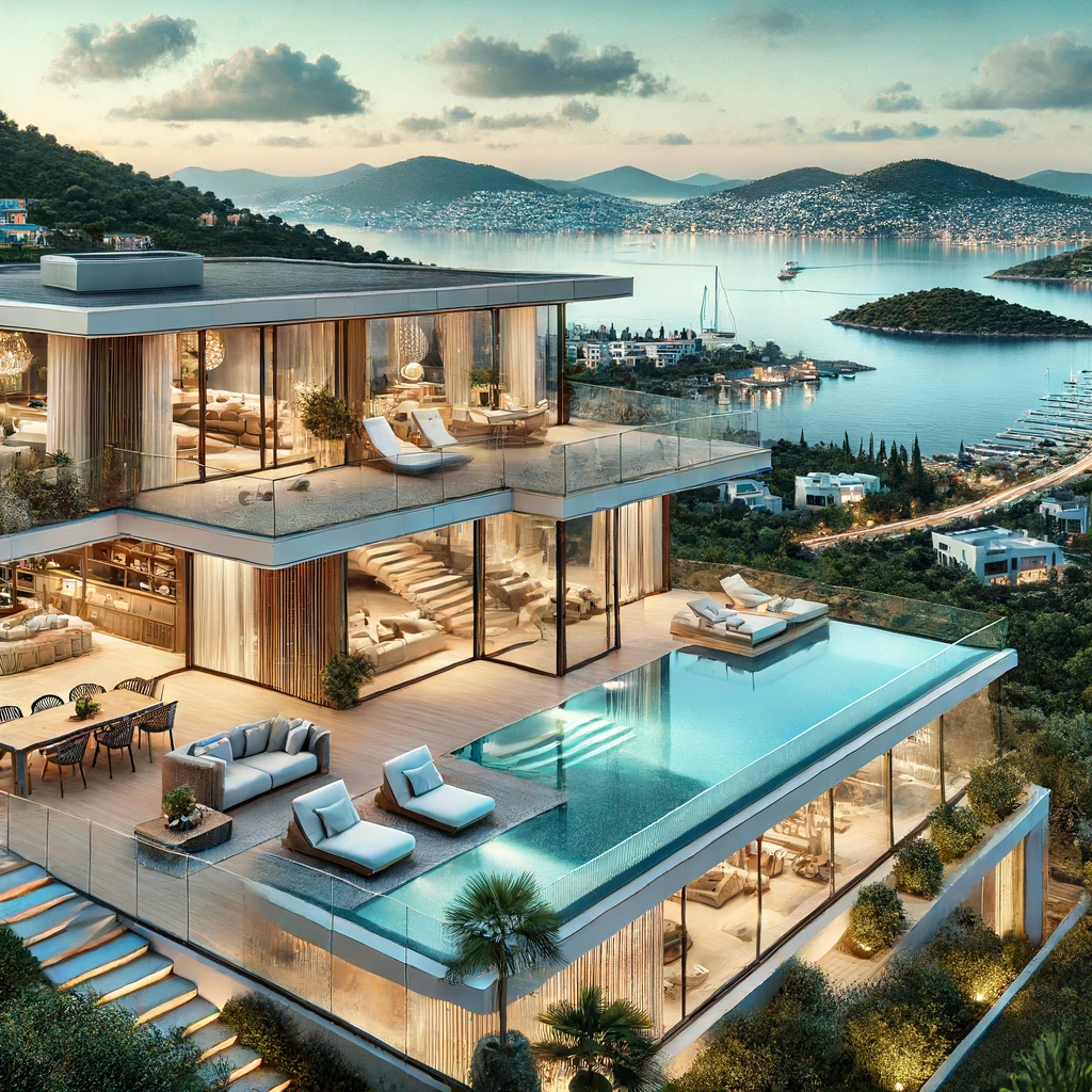 DALL·E 2024-06-17 07.29.11 - A luxurious modern villa with a stunning sea view in Bodrum, Turkey