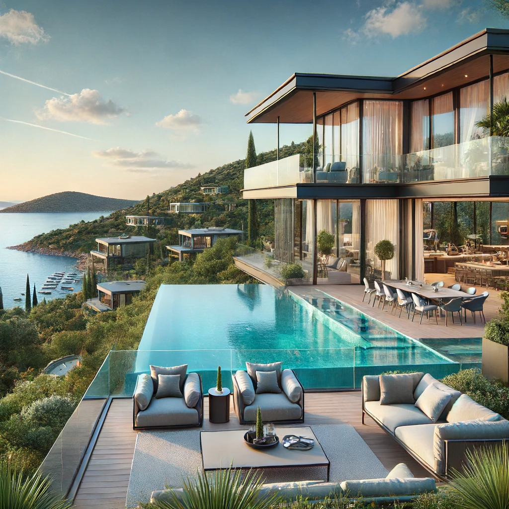 DALL·E 2024-06-17 07.29.16 - A luxurious modern villa with a stunning sea view in Bodrum, Turkey